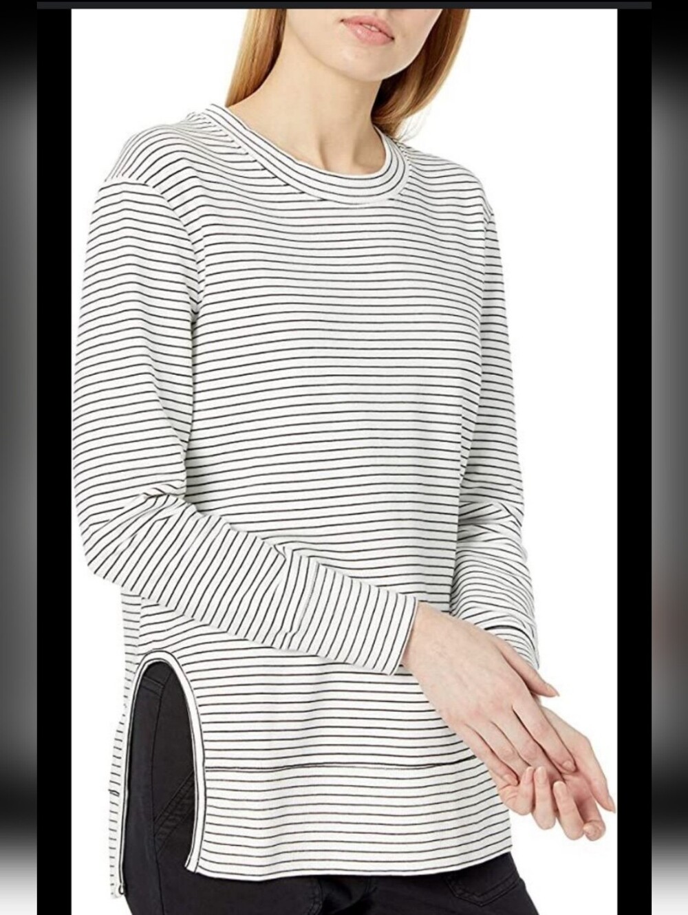 Daily Ritual Striped Long Sleeve Side Cutout Tshirt Womens Size 4x